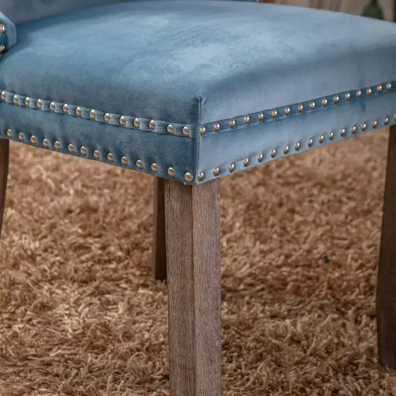 Lot de 2 chaises de salle à manger, chaises de salle à manger avec dossier haut, rivet décoratif, coussin en mousse haute élasticité, chaise de cuisine