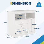 Commode de chambre de bébé blanche avec plateau à langer – Grande station à langer en bois avec 3 tiroirs et 2 étagères pour chambre d'enfant (1 pièce)