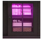 Meuble TV de ferme pour téléviseur de 70 pouces, meuble de divertissement LED avec étagères réglables et portes en verre, table console multimédia pour salon