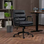 MAYEERTY Mid-Back Office Chair - PU Leather, Ergonomic, Padded Armrests, 40 Recline, Rolling Swivel