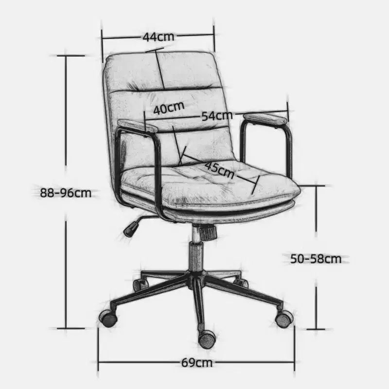 Chaise de bureau MAYEERTY à dossier mi-hauteur - Cuir PU, ergonomique, accoudoirs rembourrés, inclinaison à 40°, pivotante à roulettes