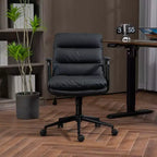 Chaise de bureau MAYEERTY à dossier mi-hauteur - Cuir PU, ergonomique, accoudoirs rembourrés, inclinaison à 40°, pivotante à roulettes