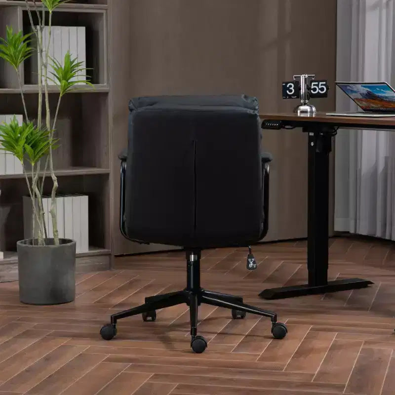 Chaise de bureau MAYEERTY à dossier mi-hauteur - Cuir PU, ergonomique, accoudoirs rembourrés, inclinaison à 40°, pivotante à roulettes
