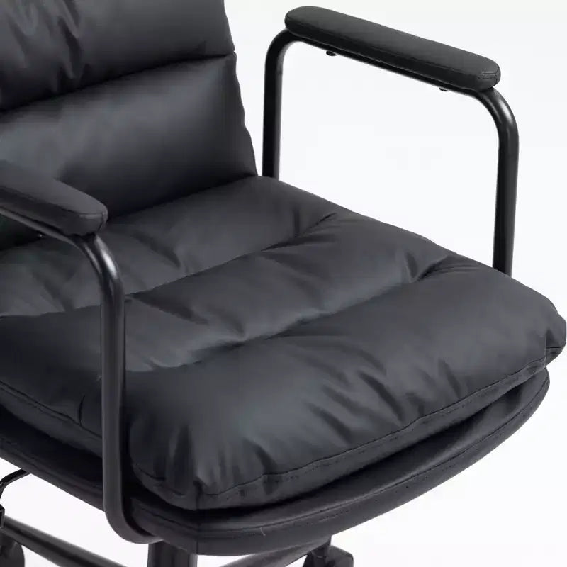 Chaise de bureau MAYEERTY à dossier mi-hauteur - Cuir PU, ergonomique, accoudoirs rembourrés, inclinaison à 40°, pivotante à roulettes