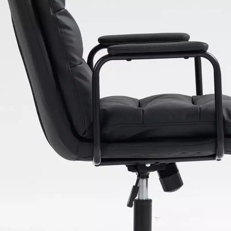 Chaise de bureau MAYEERTY à dossier mi-hauteur - Cuir PU, ergonomique, accoudoirs rembourrés, inclinaison à 40°, pivotante à roulettes