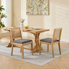 MAYEERTY Chaises de salle à manger style français - Style Louis, dossier carré, cadre en bois massif sculpté, lot de 2