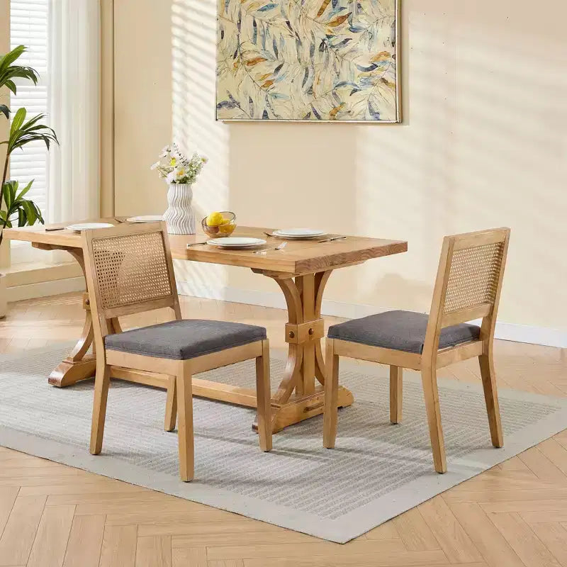 MAYEERTY Chaises de salle à manger style français - Style Louis, dossier carré, cadre en bois massif sculpté, lot de 2