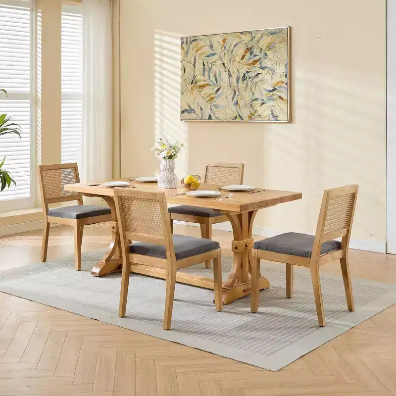 MAYEERTY Chaises de salle à manger style français - Style Louis, dossier carré, cadre en bois massif sculpté, lot de 2