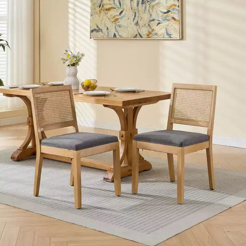 MAYEERTY Chaises de salle à manger style français - Style Louis, dossier carré, cadre en bois massif sculpté, lot de 2