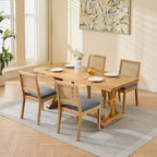 MAYEERTY Chaises de salle à manger style français - Style Louis, dossier carré, cadre en bois massif sculpté, lot de 2