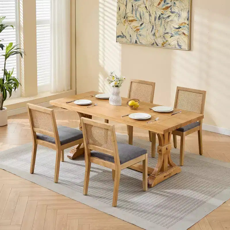 MAYEERTY Chaises de salle à manger style français - Style Louis, dossier carré, cadre en bois massif sculpté, lot de 2