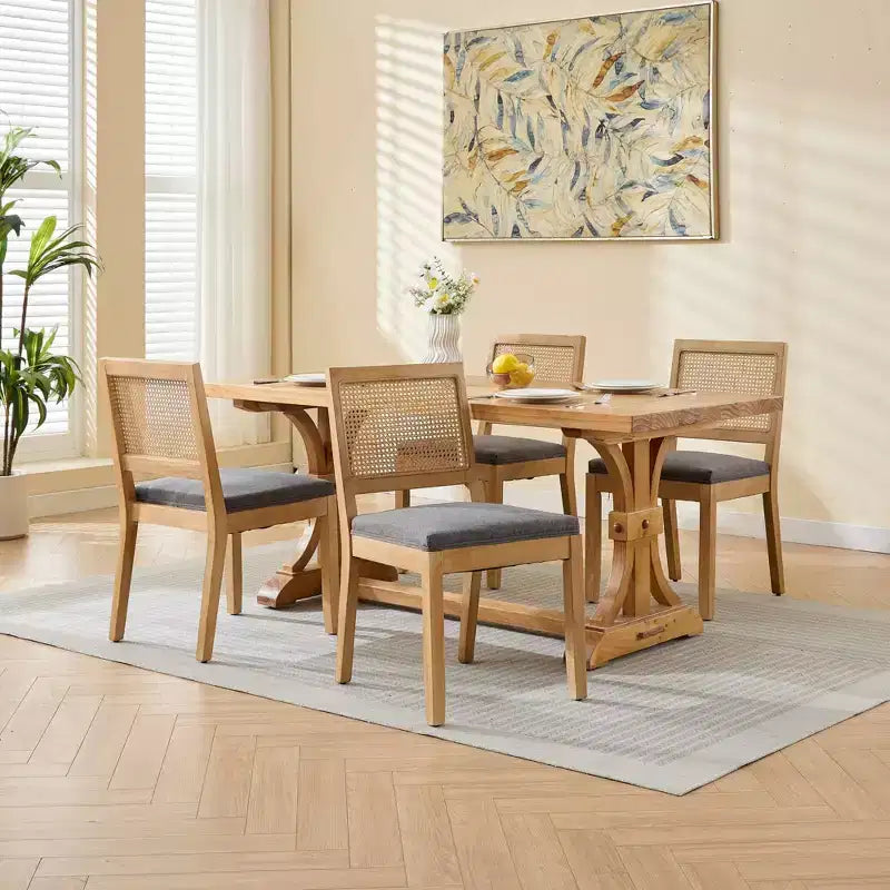 MAYEERTY Chaises de salle à manger style français - Style Louis, dossier carré, cadre en bois massif sculpté, lot de 2