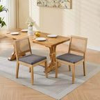 MAYEERTY Chaises de salle à manger style français - Style Louis, dossier carré, cadre en bois massif sculpté, lot de 2