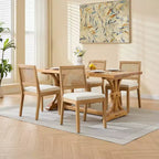 MAYEERTY Chaises de salle à manger style français - Style Louis, dossier carré, cadre en bois massif sculpté, lot de 2
