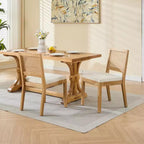 MAYEERTY Chaises de salle à manger style français - Style Louis, dossier carré, cadre en bois massif sculpté, lot de 2