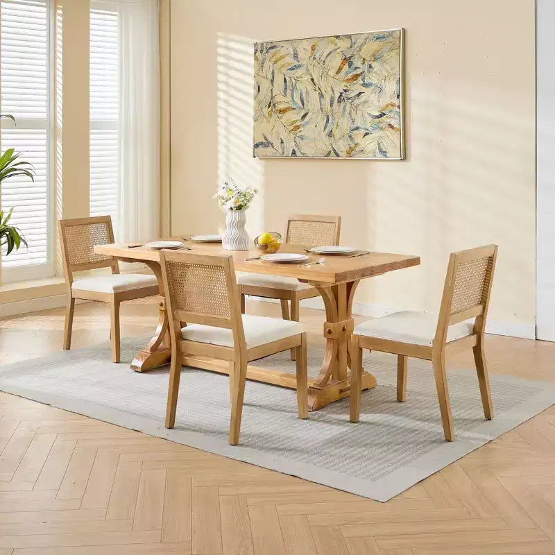 MAYEERTY Chaises de salle à manger style français - Style Louis, dossier carré, cadre en bois massif sculpté, lot de 2