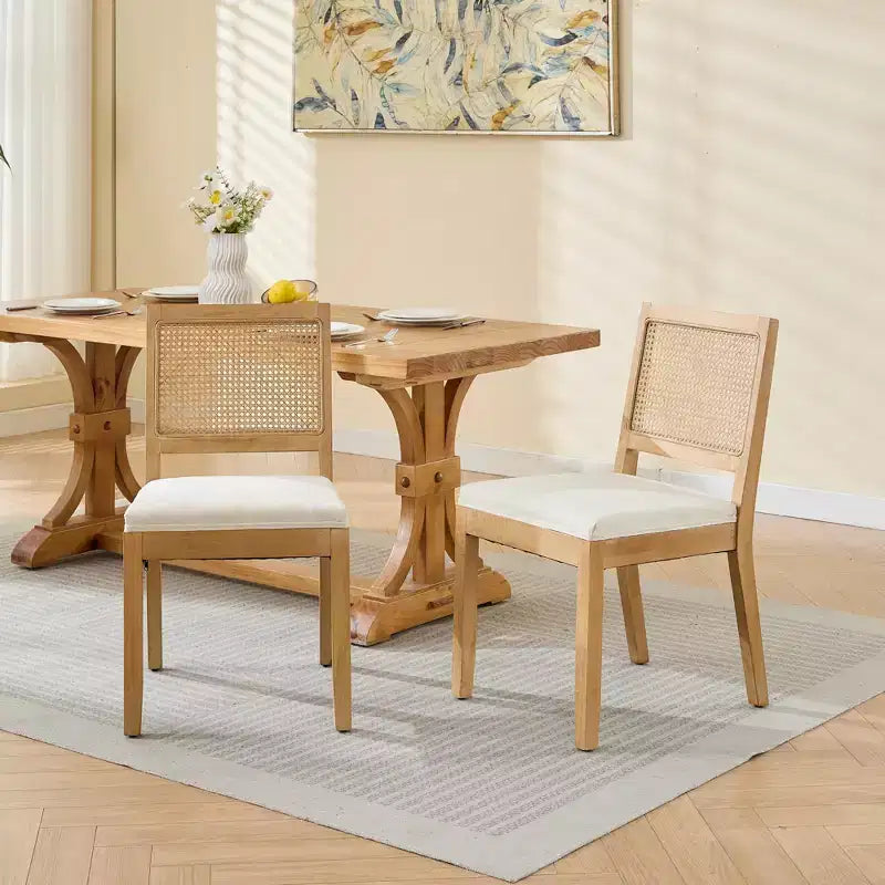 MAYEERTY Chaises de salle à manger style français - Style Louis, dossier carré, cadre en bois massif sculpté, lot de 2