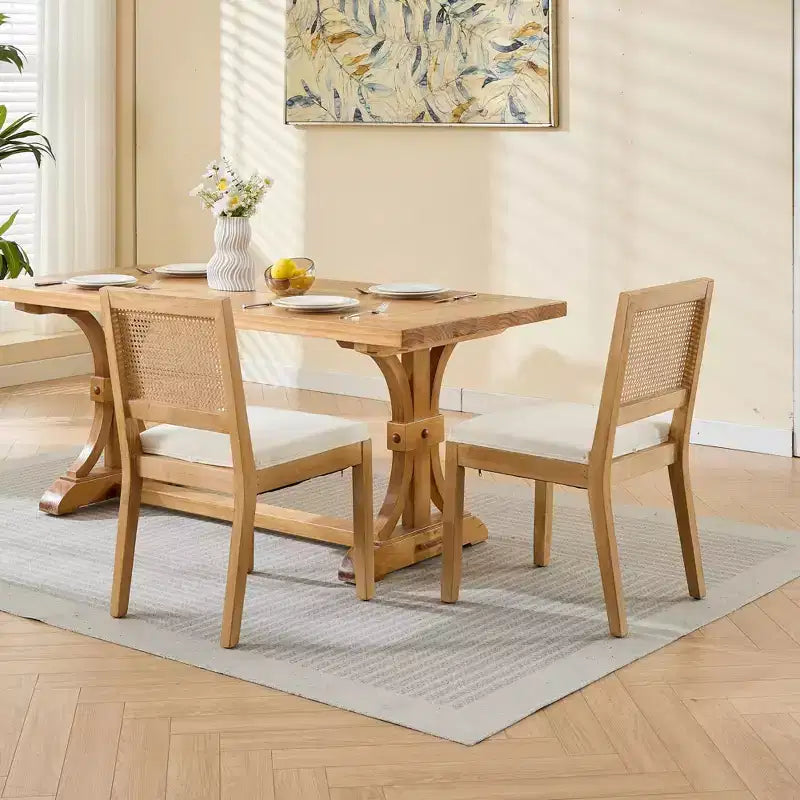 MAYEERTY Chaises de salle à manger style français - Style Louis, dossier carré, cadre en bois massif sculpté, lot de 2