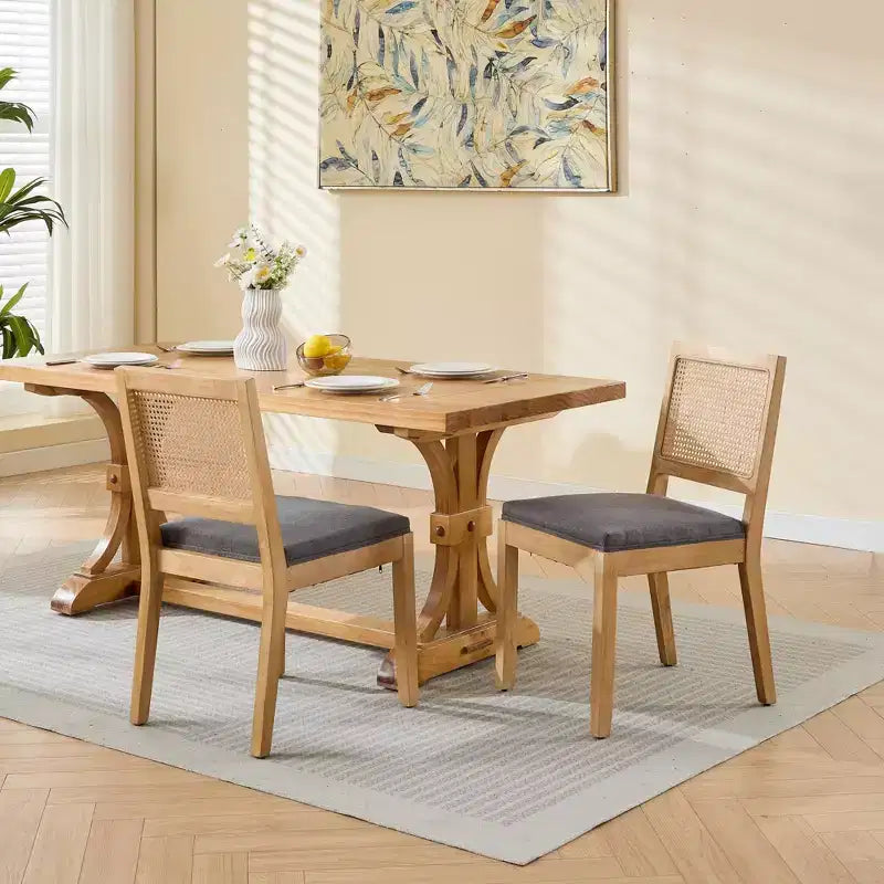 MAYEERTY Chaises de salle à manger style français - Style Louis, dossier carré, cadre en bois massif sculpté, lot de 2