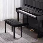 VEVOR Banc de piano, 75 x 35,5 x 48 cm, tabouret de piano double avec coussin rembourré haute densité, compartiment de rangement pour partitions, noir