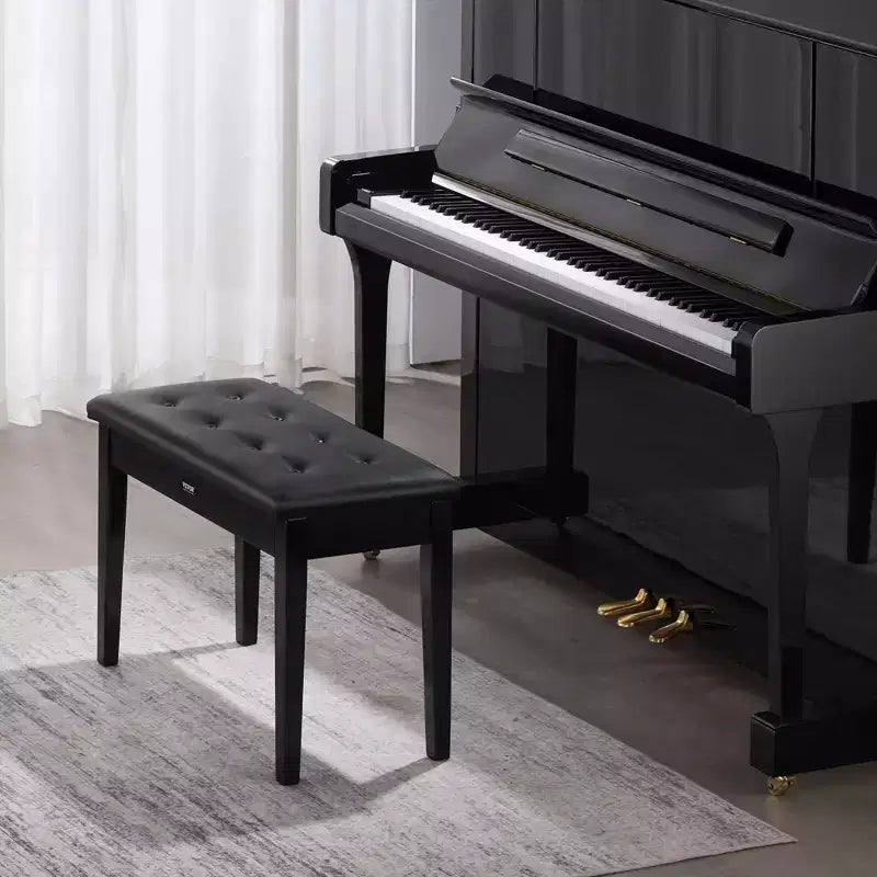 VEVOR Banc de piano, 75 x 35,5 x 48 cm, tabouret de piano double avec coussin rembourré haute densité, compartiment de rangement pour partitions, noir