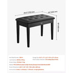 VEVOR Banc de piano, 75 x 35,5 x 48 cm, tabouret de piano double avec coussin rembourré haute densité, compartiment de rangement pour partitions, noir