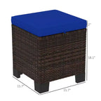 Lot de 2 poufs d'extérieur en osier avec coussins, repose-pieds et table d'appoint en rotin pour patio, bord de piscine