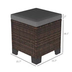 Lot de 2 poufs d'extérieur en osier avec coussins, repose-pieds et table d'appoint en rotin pour patio, bord de piscine