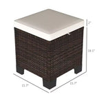 Lot de 2 poufs d'extérieur en osier avec coussins, repose-pieds et table d'appoint en rotin pour patio, bord de piscine