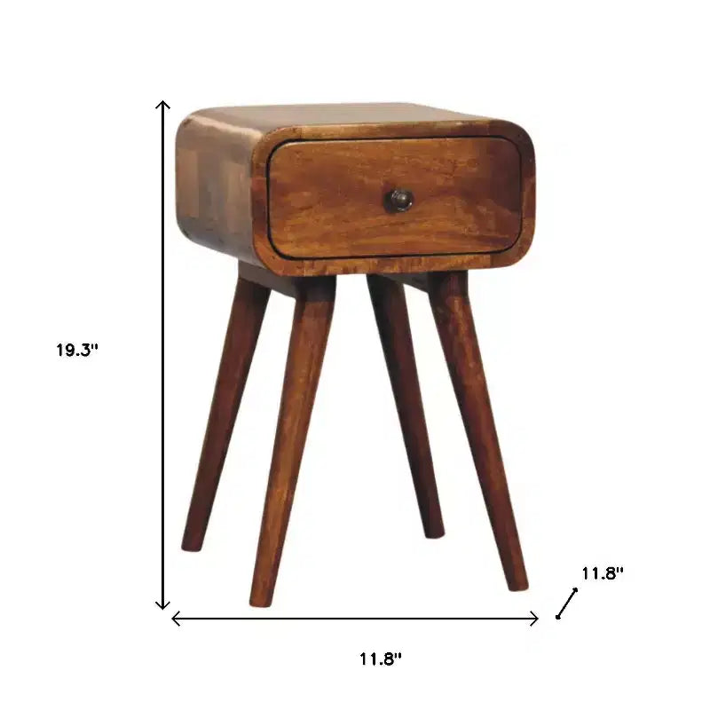 HomeRoots 19 Table de Chevet Carrée à Un Tiroir en Bois Massif Châtaignier