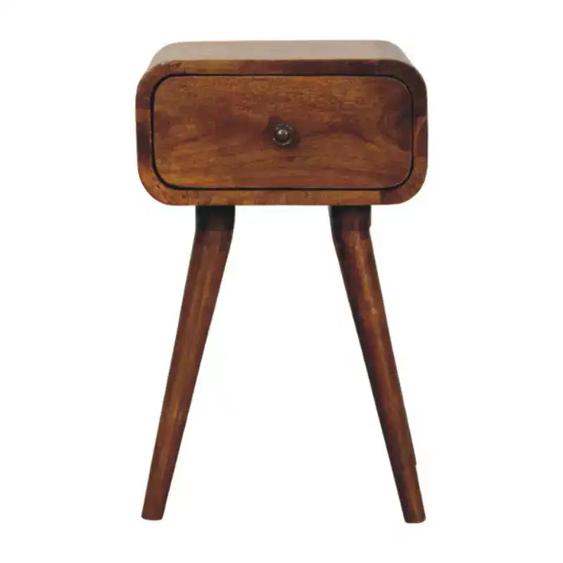 HomeRoots 19 Table de Chevet Carrée à Un Tiroir en Bois Massif Châtaignier