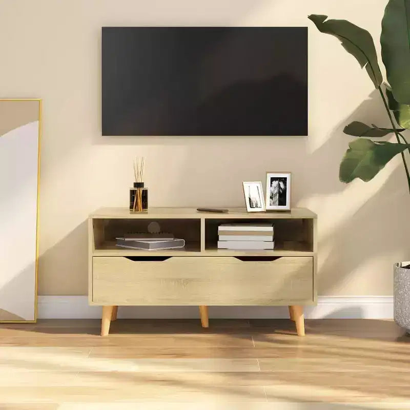 Meuble TV vidaXL - Meuble TV en chêne Sonoma marron - Robuste et stable - Matériau en bois d'ingénierie - Style scandinave - Grand espace de rangement