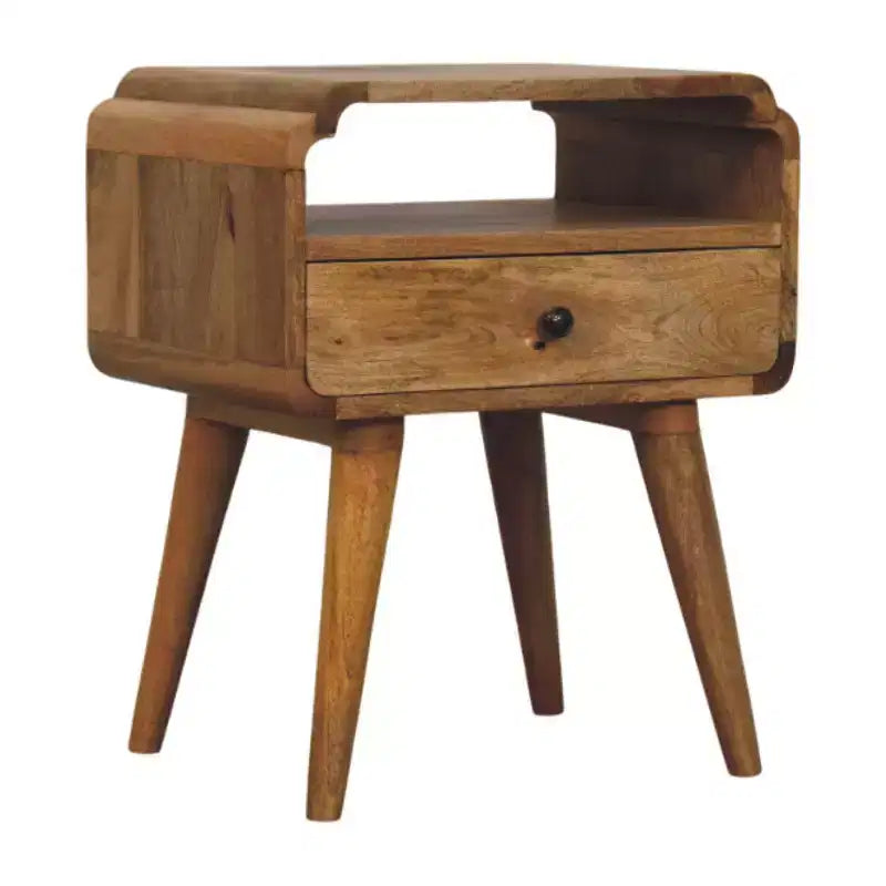 Table de chevet HomeRoots 22 en bois massif marron clair à un tiroir