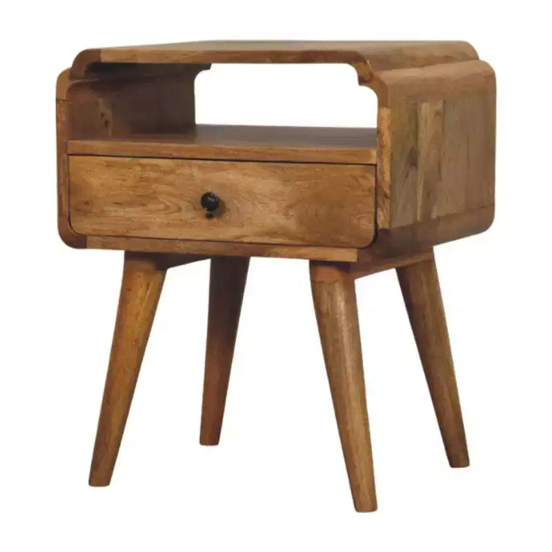 Table de chevet HomeRoots 22 en bois massif marron clair à un tiroir