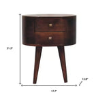 HomeRoots Table de chevet ovale à deux tiroirs en bois massif de noyer 21