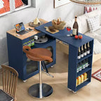 Okak Îlot de cuisine sur roulettes avec 2 portes vitrées, chariot de cuisine avec plateau extensible et prises électriques, îlot de cuisine avec étagères latérales ouvertes