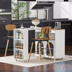 Okak Îlot de cuisine sur roulettes avec 2 portes vitrées, chariot de cuisine avec plateau extensible et prises électriques, îlot de cuisine avec étagères latérales ouvertes