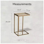 COZAYH Table d'appoint métallique de canapé style ferme en C avec plateau tissé, doré