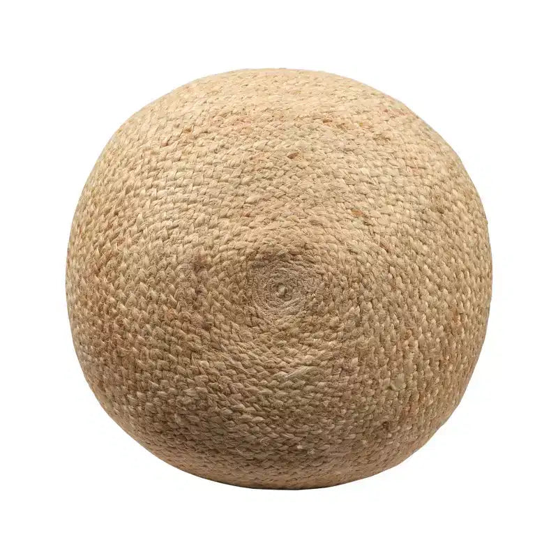 HomeRoots Pouf Ottoman cylindrique rayé en mélange de jute naturel et bleu marine 18
