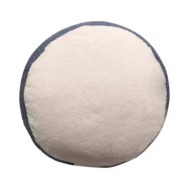 HomeRoots Pouf Ottoman cylindrique rayé en mélange de jute naturel et bleu marine 18