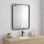 Miroir de salle de bain flottant encadré en métal noir 39 HomeRoots
