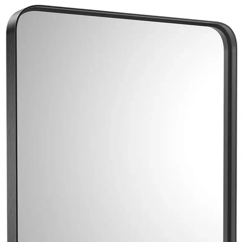 Miroir de salle de bain flottant encadré en métal noir 39 HomeRoots