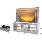 Meuble TV Miroir VINGLI avec Diamants Scintillants et Lumières LED pour TV Jusqu'à 65 Pouces, Meuble TV Moderne Assemblé