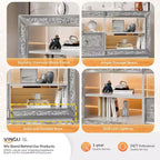 Meuble TV Miroir VINGLI avec Diamants Scintillants et Lumières LED pour TV Jusqu'à 65 Pouces, Meuble TV Moderne Assemblé