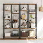 Étagères rustiques de ferme, bibliothèque ouverte réglable, étagères industrielles en bois et métal noir, bibliothèque pour bureau à domicile, salon, chambre à coucher