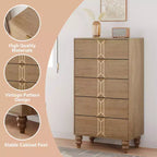 Commode de Chambre à 5 Tiroirs de Rangement Commode Haute Moderne avec Tiroirs Profonds pour Chambre