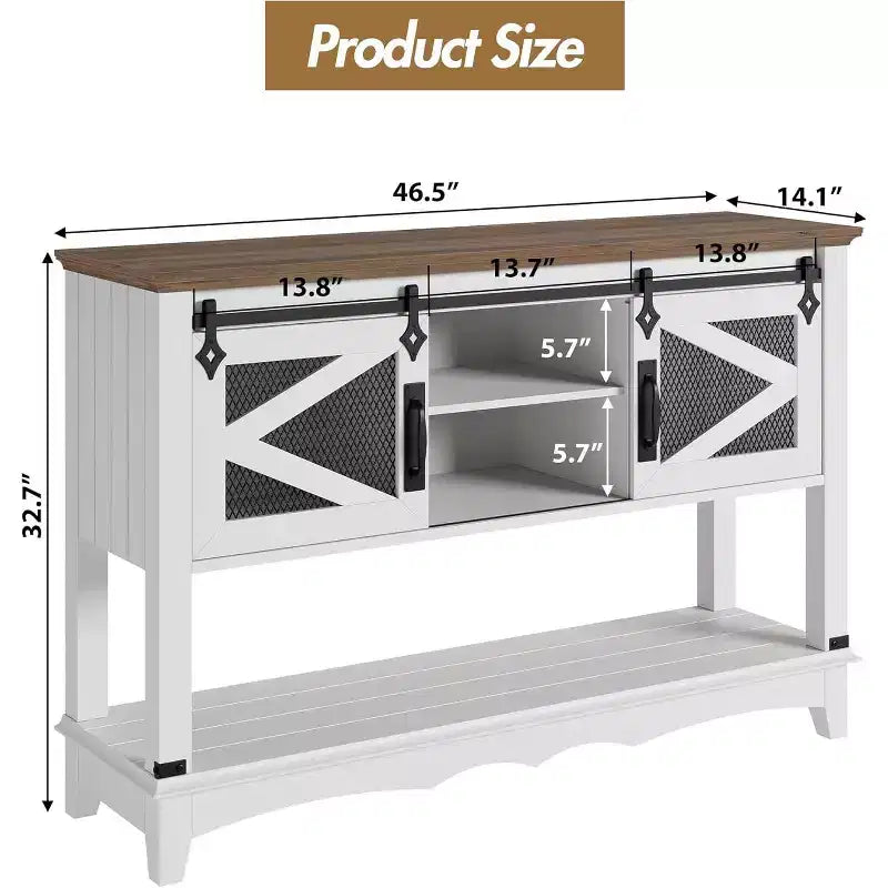 46.5 Console de table avec rangement, table d'entrée en bois à 2 niveaux avec étagère de rangement ouverte, tables de canapé étroites et longues derrière le canapé pour le salon, l'entrée