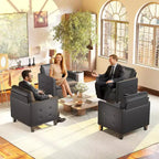 Fauteuil d'appoint noir TYBOATLE, fauteuil de lecture moderne en similicuir avec assise capitonnée pour salon, chambre, salle de lecture, salle d'attente