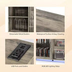 Meuble de support pour tourne-disque VINGLI avec rangement pour vinyles, support pour disques vinyles jusqu'à 350 albums, table pour tourne-disque avec station de charge LED