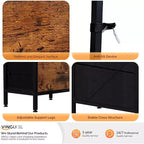 Meuble TV de cheminée VINGLI avec tiroir en tissu, centre de divertissement avec lumières LED et meuble TV console industriel avec étagères de rangement ouvertes